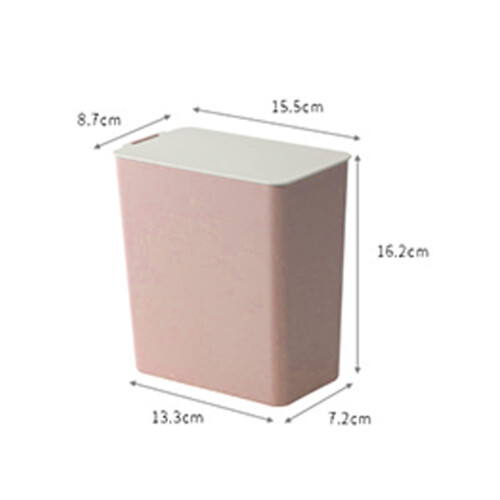Mini-Abfalleimer 6,3 x 6,3 x 2,8 Zoll hellrosa Deckel 1