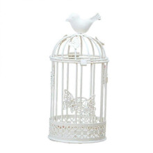 Large Bird Cage Candlestick Holder Europe Metal Iron Country Style Vintage Retro Tealight Candle Holders Home Decor (White)