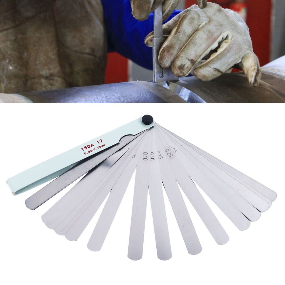 Metric Feeler Gauge Stainless Steel High Accuracy 0.02 To 1.0Mm 17 Blade Feeler Gauge 9461314284646