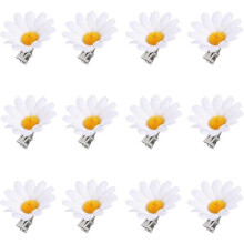 12Pcs Iave Simulation Daisy Flower Hair Clips Beach Wedding Alligator Clip Hair