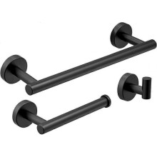 Black Towel Holder Toilet Roll Holder Towel Hook, Heilwiy 3 In 1 Bathroom Accessory Gift