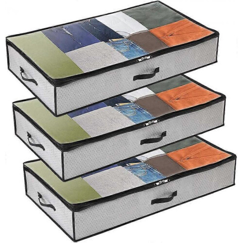 Under Bed Storage Bag 3-Pack, Large Non-Woven Foldable Under Bed Storage
