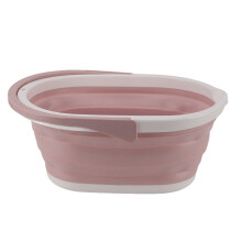 Collapsible Mop Bucket Sturdy PP Large Capacity Portable Handle Multifunction Car Wash Bucket for Home Bathroom Patio Pink