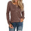 (S) Womens Long Sleeve Henley Shirts Button Down V Neck Loose Fit Solid Workout Basic Casual S-2XL 2
