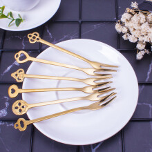 5pcs Stainless Steel Fruits Forks 2 Prong Small Stainless Steel Forks for Cocktail Appetizer Dessert Party Gold