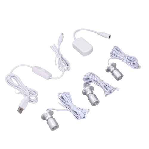 Mini-LED-Spotlight 5V USB 1-3-stufig dimmbar Silber Warmweiß