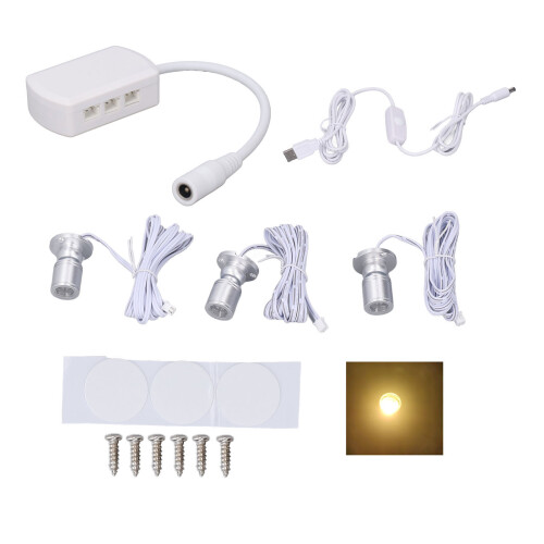 Mini-LED-Spotlight 5V USB 1-3-stufig dimmbar Silber Warmweiß 1