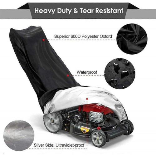 Lawn Mower Cover,Waterproof Heavy Duty Push Mower Covers,Dust UV Protection,Secure Draw String 2