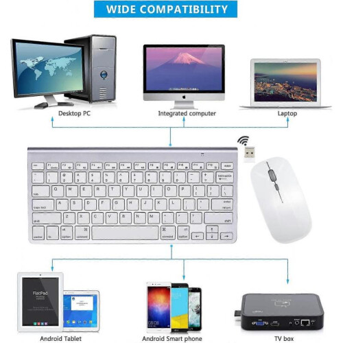 Wireless Keyboard and Mouse for Heilwiy Apple Imac Windows Or android (2.4G Wireless) 2