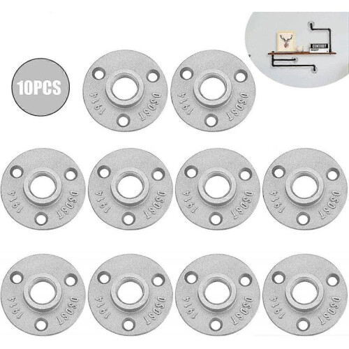 10 Pcs Wall Floor Flange Malleable Pipe Flanges Threaded Holes Threaded Flange 1