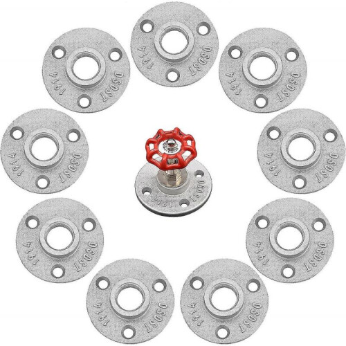 10 Pcs Wall Floor Flange Malleable Pipe Flanges Threaded Holes Threaded Flange