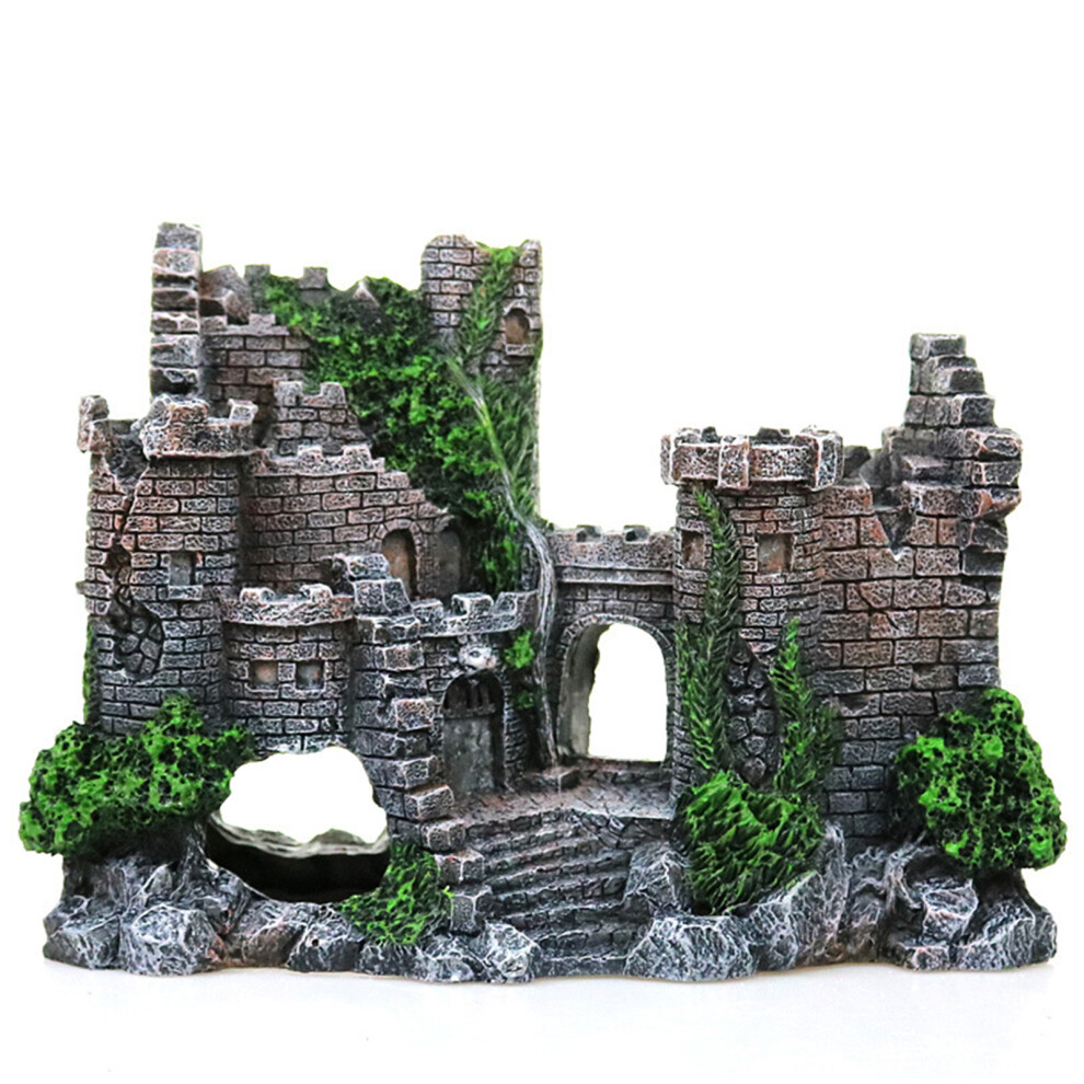 Resin Aquarium Ancient Castle Decoration Aquarium Tank Cavern Architecture Decoration Layout and Beautification Ornament Safe for Freshwate
