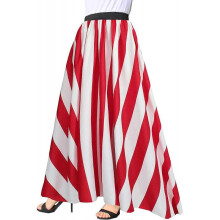 (L, Style2) Women's Chiffon Stripe Maxi Skirt High Waist Mopping Floor Skirts S-2XL