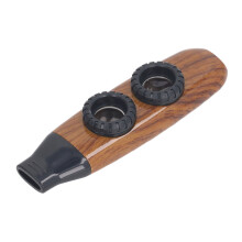 Kazoo-Flöte mit zwei Löchern, verstellbar, Holzfarbe