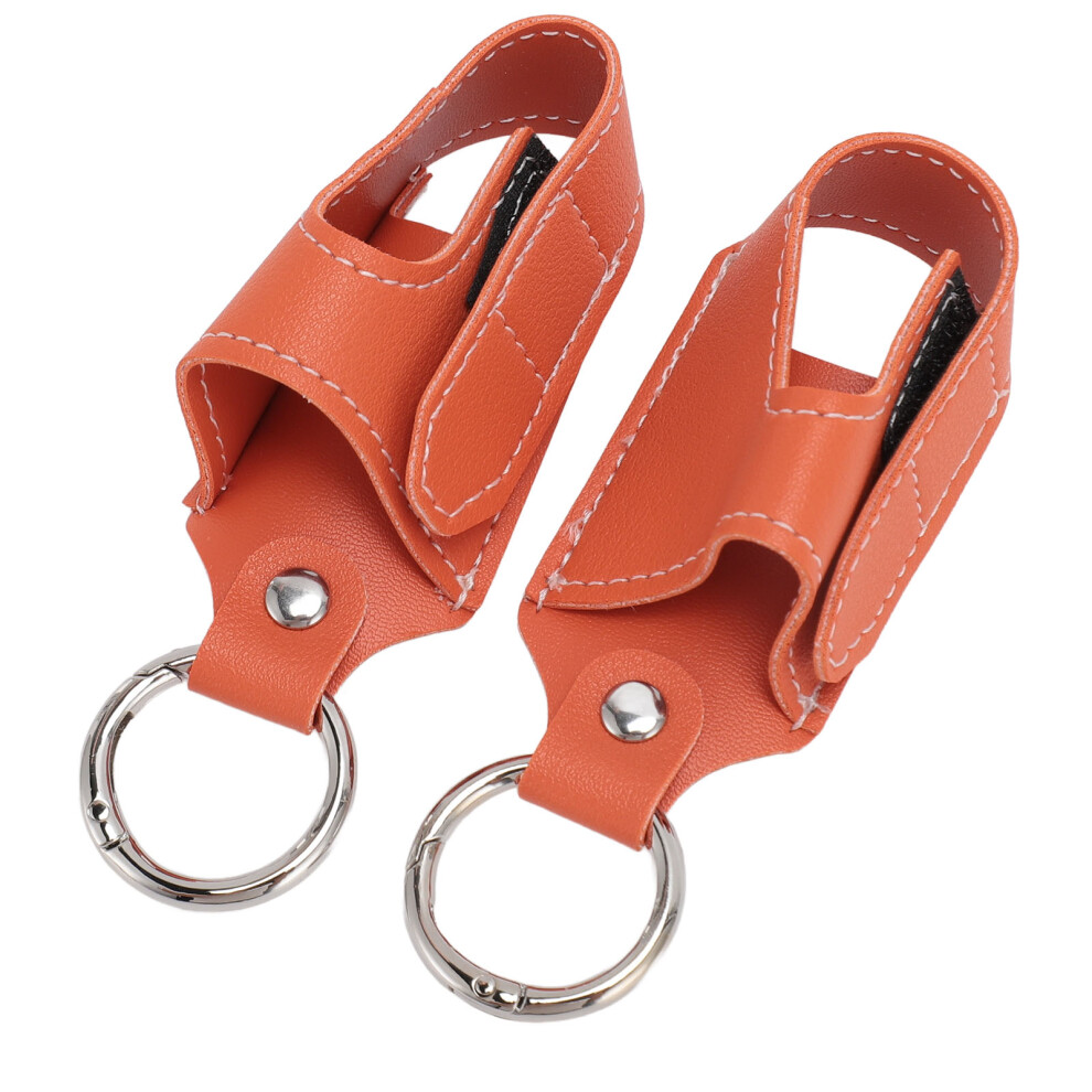 2pcs Inhaler Carrying Holder Clasp Closure Safety Carabiner Clip Portable PU Leather Inhaler Protective Holder Orange