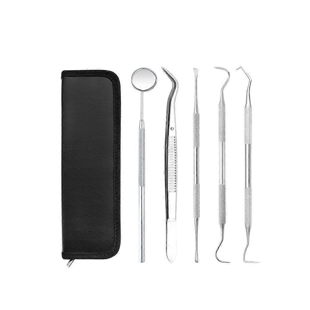 (As show, One size) Plaque Remover for Teeth, 5PC Dental Tools Kit for Teeth Cleaning Plaque Removal, Tartar Remover for Teeth Stainless Steel Dental Plaque Removal Tool