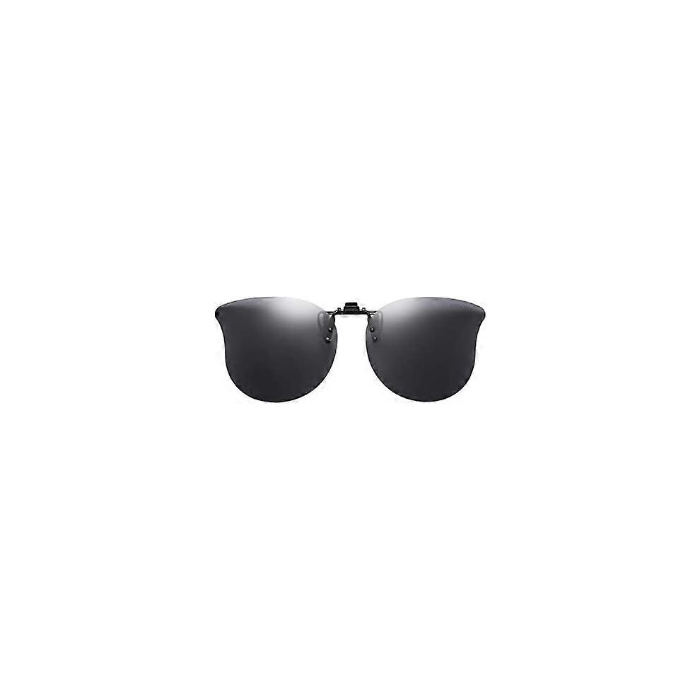 (As show, One size) Polarized Cat Eye Clip On Sunglasses Over Prescription Glasses-Grey - Oversized - 57*53mm for Women UV Protection