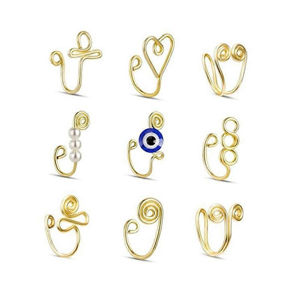(As show, One size) 9 Pcs African Nose Guff, No Piercing Nose Guff, Nose Guff, False Nose Ring