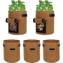 Planting Sack, 5 Pieces 27L / 7Gallon Planting Bags with Felt Fabric
