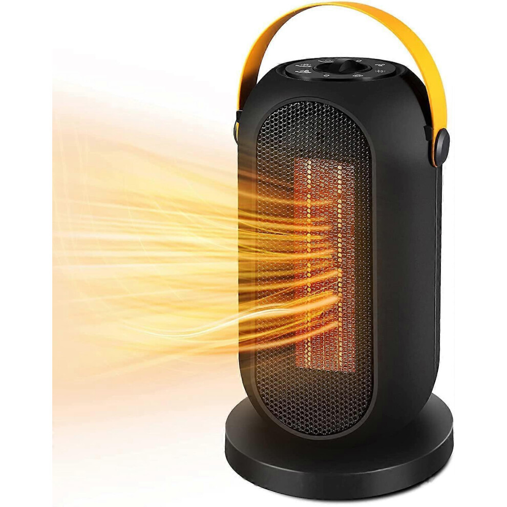 (As show, One size) Black-Fan Heater, 600/1200W PTC Electric Fan Heater, 90 Oscillation, Overheat & Anti-Tip Protection, 2 Heating Modes + Fan, Bathroom Home Office