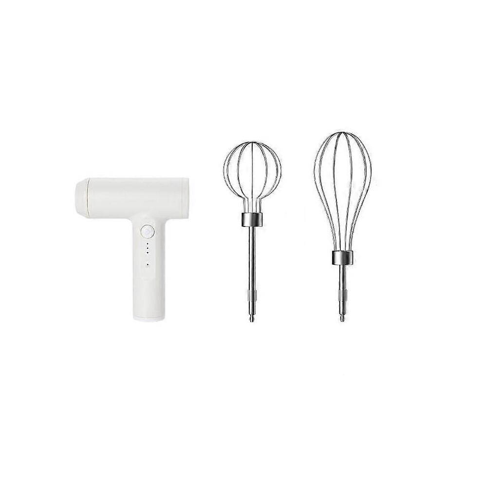 (As show, One size) Cordless electric mixer, USB rechargeable hand mixer, 3 speeds, turbo boost and electric whisk, portable mixer, electric mixer, cakes, White