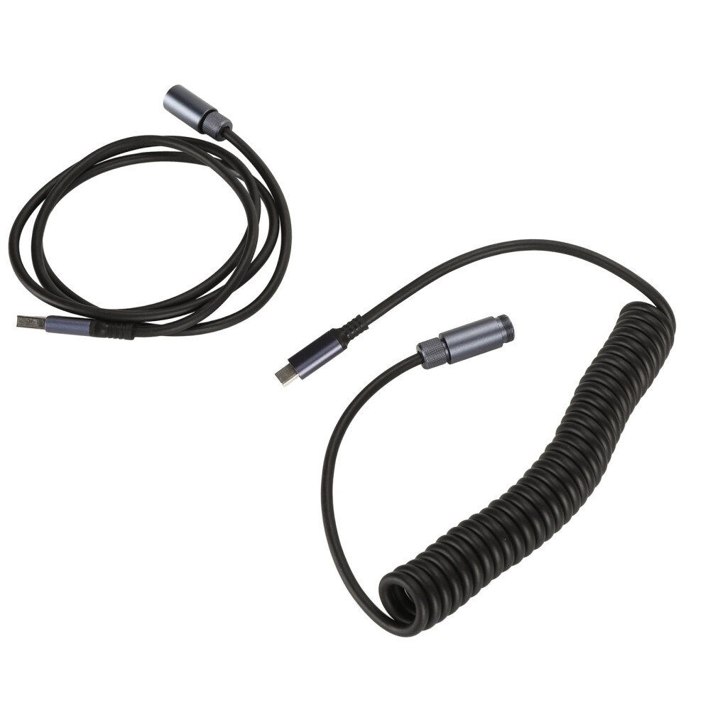 Coiled Usb C Cable Professional Extensible Usb C To Usb A Double Sleeved Mechanical Keyboard Cable For Mechanical Gaming Keyboard 7901314345708