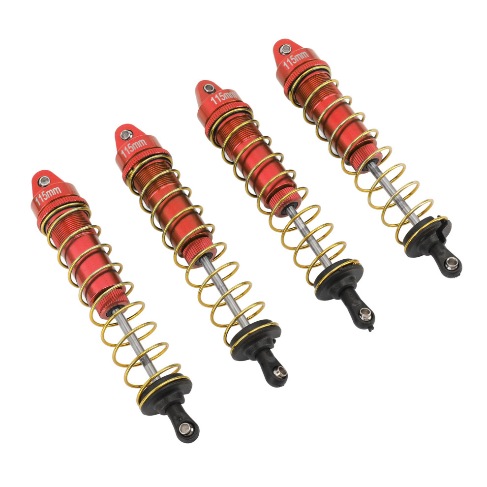 4Pcs Aluminum Alloy Shock Absorber 115Mm Metal Suspension Shock Absorber For 1/10 Rc Crawler Car Red 6951314345940