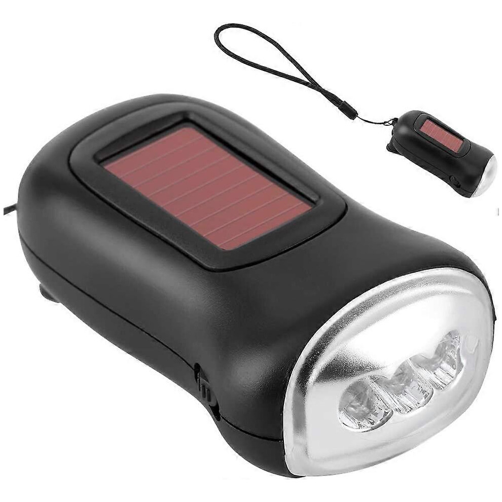 (As show, One size) Hand Crank Solar Flashlight, Rechargeable Solar Powered Crank Flashlight, LED Emergency Dynamo Torch for Outdoor Camping
