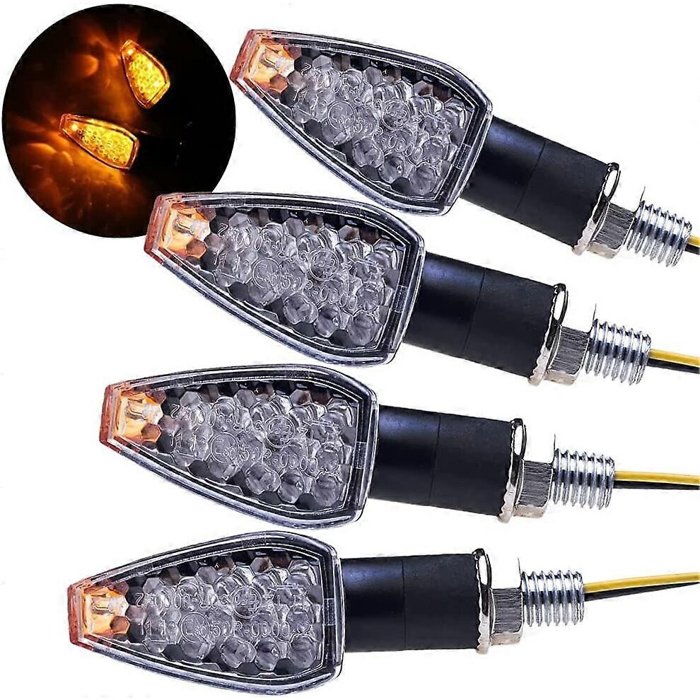 (As show, One size) 4pcs Motorcycle Indicators 14LED Turn Signal Lights 12V Waterproof Bearing Indicator Blinker Universal for Motorbike Scooter Quad