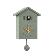 (As show, One size) Cuckoo clock A/Pendulum Qq, 20 x 9 x h25 cm Nordic style pendant clockGreen