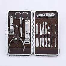 (As show, One size) 12 Piece Nail Care Set Nail Cutter Cuticle Clipper Pedicure At Home Manicure Professional Grooming Kit Gift Set Travel Case Set Men Women