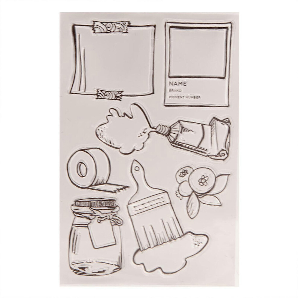 (As Show, One Size) Items Label Themed Silicone Stamp Decorative Clear Stamp For Card Making, Background Silicone Stamp For Scrapbooking 8052607467191