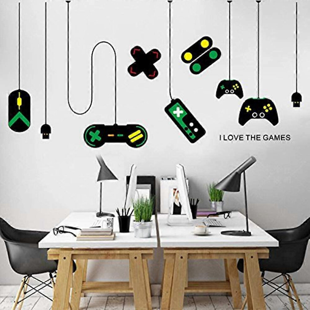 (As show, One size) Game Wall Stickers Gaming Controller Joystick Playroom Wall Decals for Bedroom Living Room Decor Removable Art Mural for Boys Kids Men