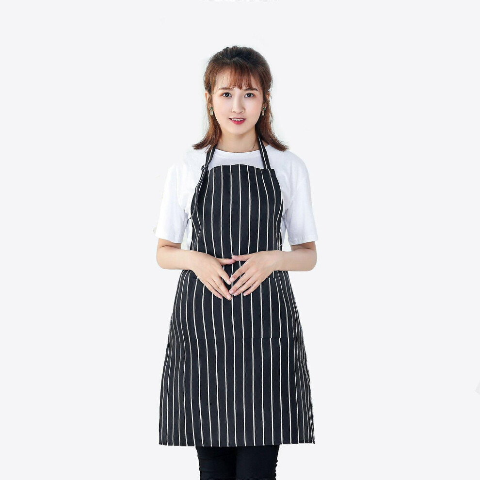 (As show, One size) Chef Unisex Cooking Kitchen Bib Apron Full Body Striped Neck Apron