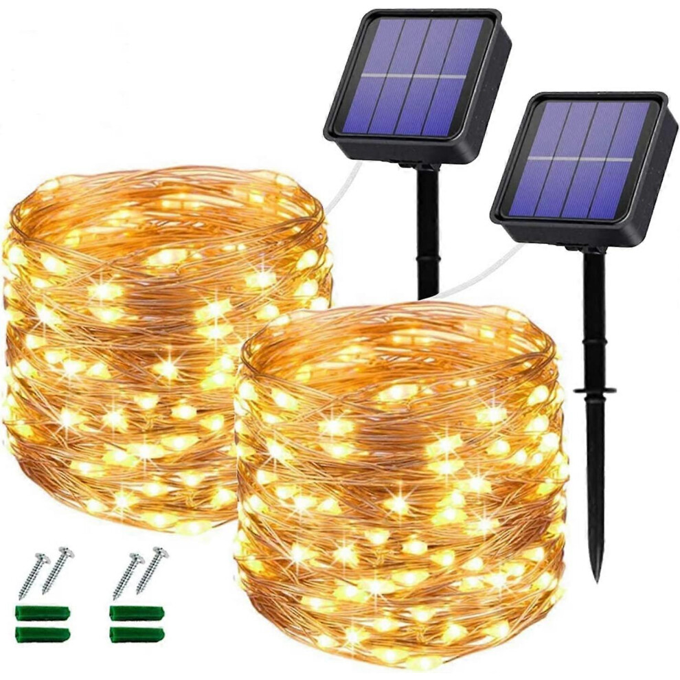 (As show, One size) Solar String Lights Outdoor Warm,2 Pack 2120LED Garden Solar Lights Waterproof Solar Fairy Lights 40Ft 8 Modes Decoration Lighting for Garden, Patio,