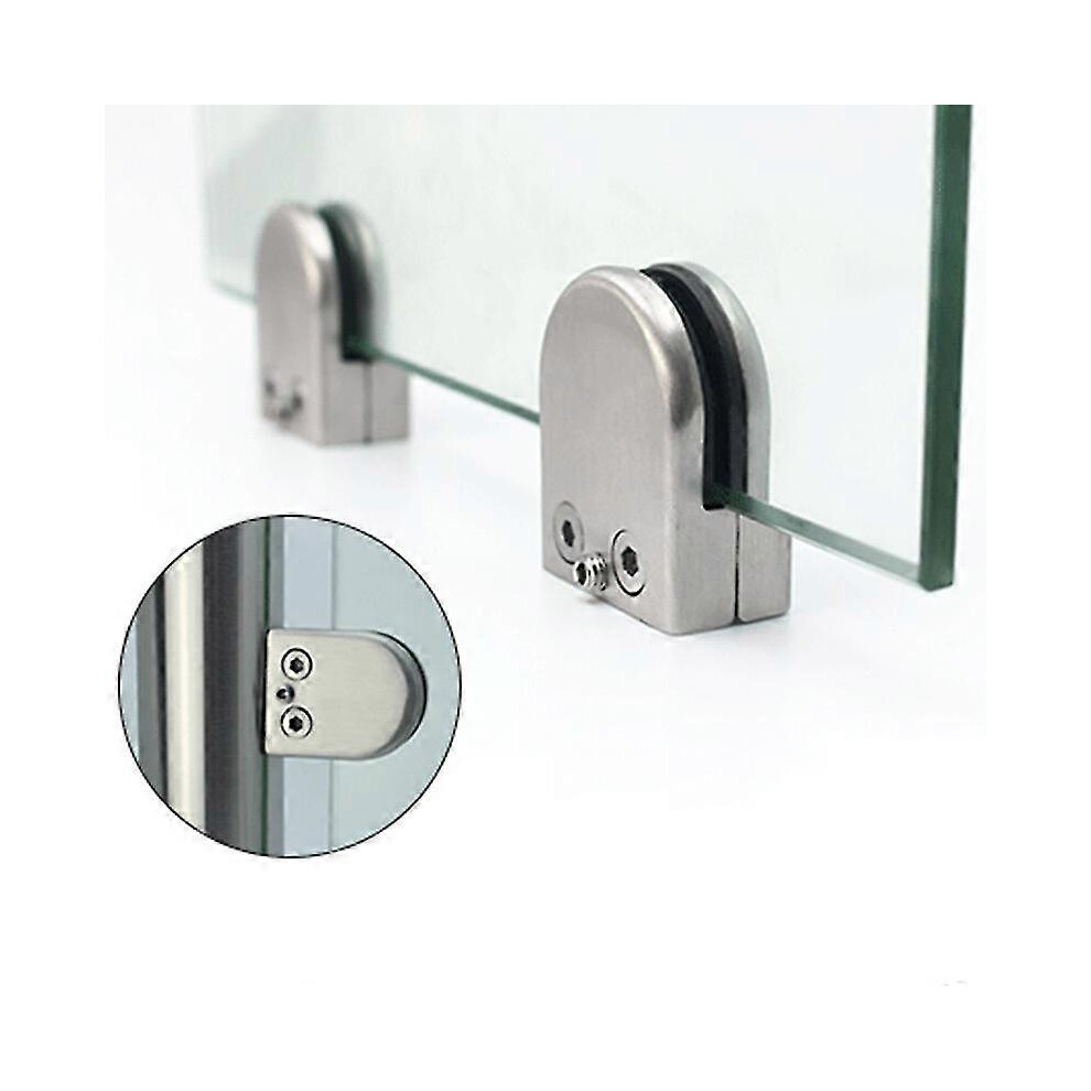 (As show, One size) Glass Clamps 4 Stainless Steel Glass Clamps Adjustable Glass Bracket Flat Back for Balustrade8-12mm