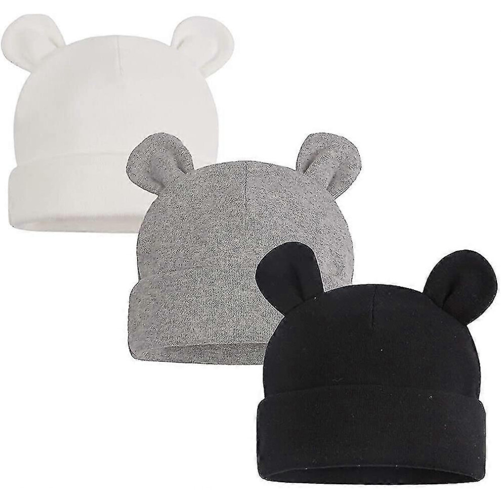 (As show, One size) Newborn Baby Hat Bear Ears Boys Girls Beanie Cotton Hat for Newborn Child 0 to 6