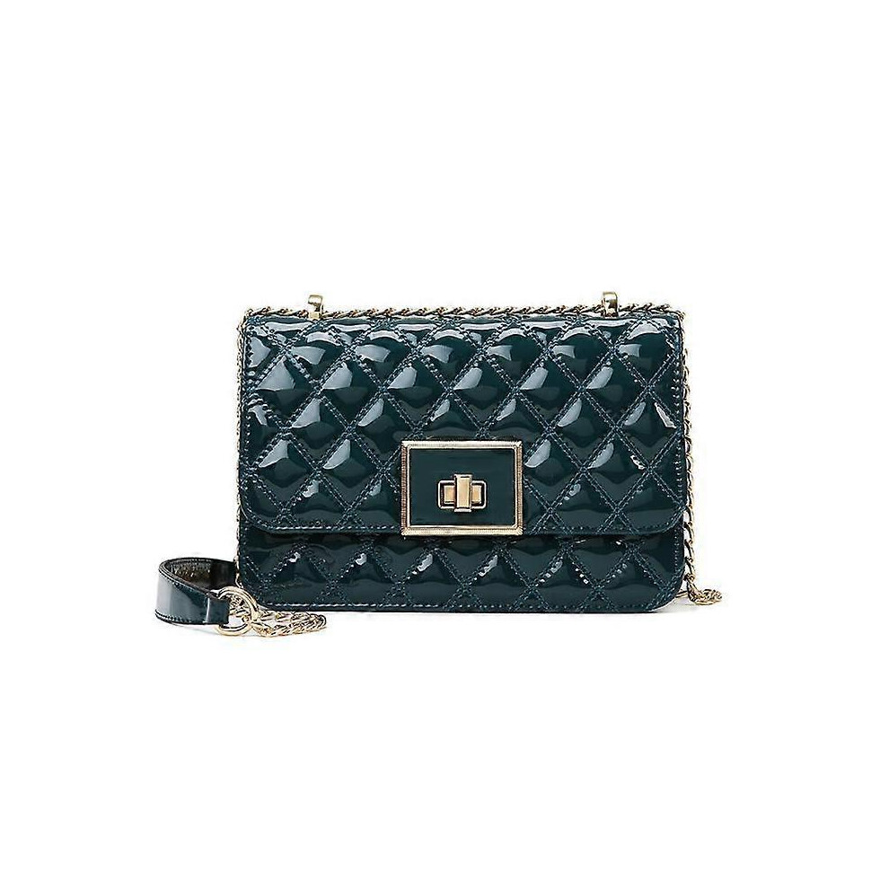 (As show, One size) Crossbody Bag Ladies, Quilted Shoulder Bag Handbags Medium Sling Bag Trendy Satchels Evening Bag Vegan Leather Black Purse with Long Chain StrapBlue L