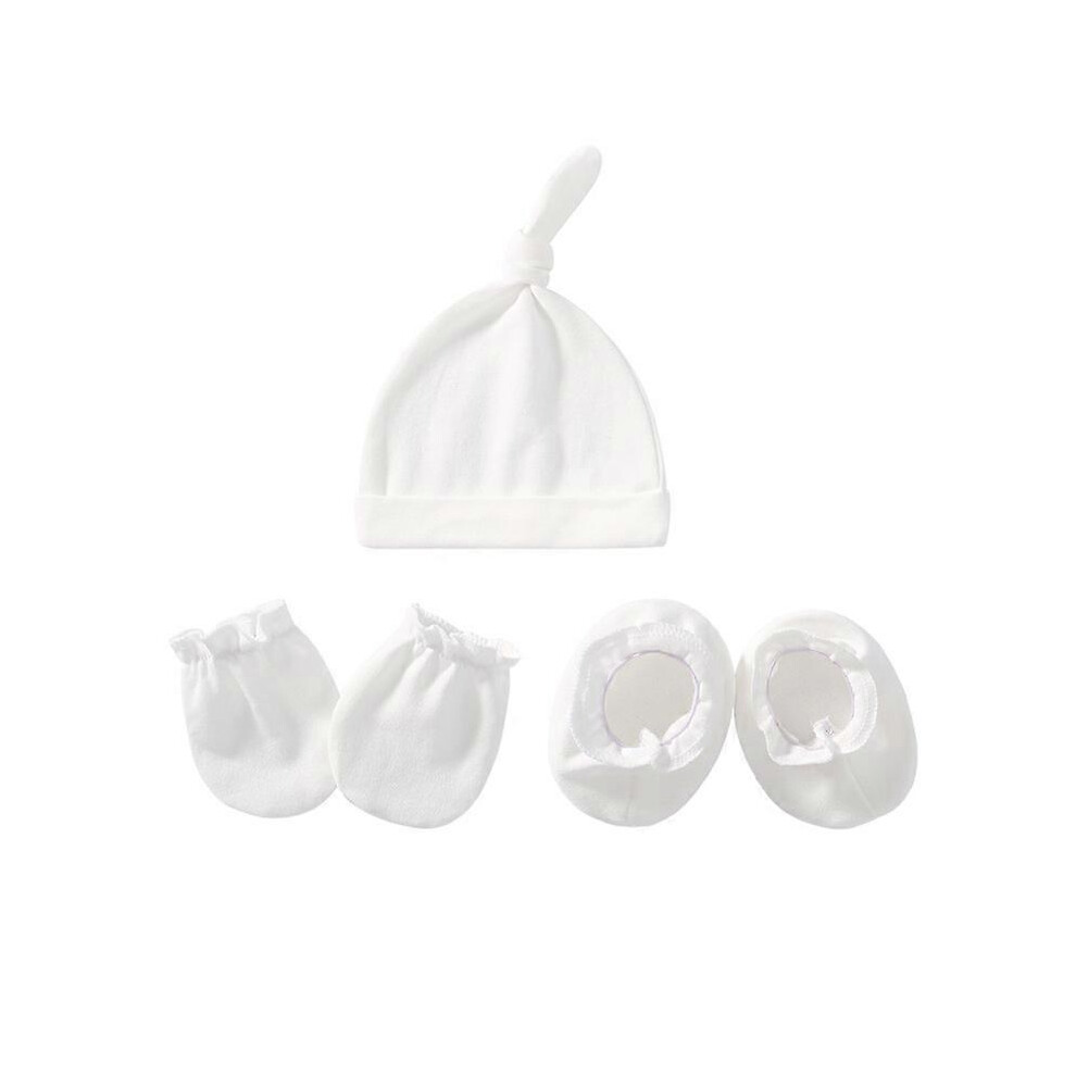 (As show, One size) Newborn Cotton Hat Newborn Baby Cap, Bear Ears and Elastic Bow Tie Baby White
