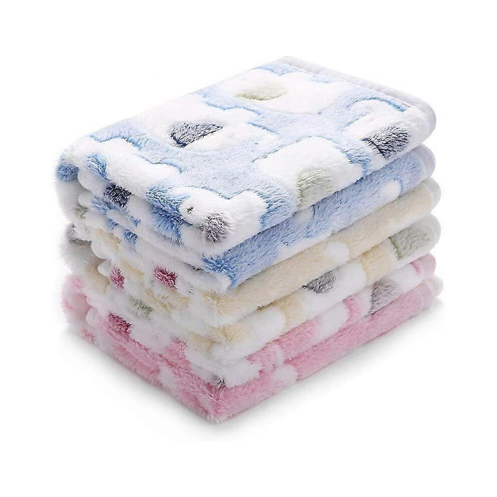 (As show, One size) 1 Pack 3 Blankets Super Soft Fluffy Premium Fleece Pet Blanket Flannel Throw for Dog Puppy Cat Elephant,Small (60 * 40cm)