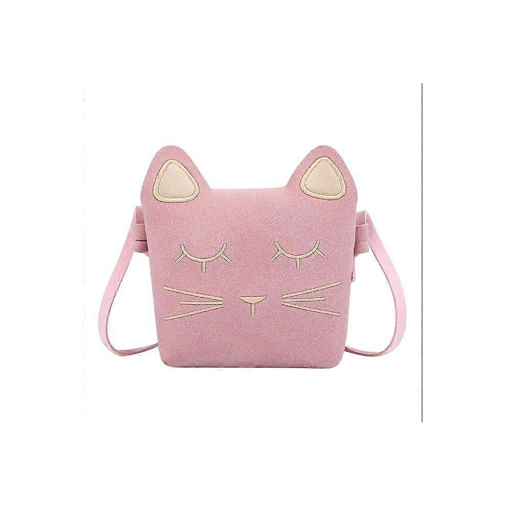 (As show, One size) Cute Little Girls Shoulder Bag Handbag, Princess Mini Bags, Cat Cross Body Messenger Bagpink