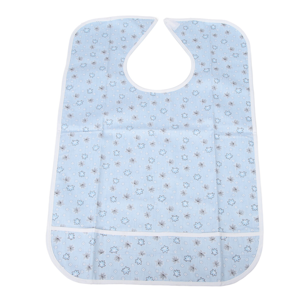 Blue Cotton Adult Bib Floral Pattern Hook And Loop Crumb Catcher Adult Food Catching Bib For The Elderly Home 17.7In Wide And 25.6In Long