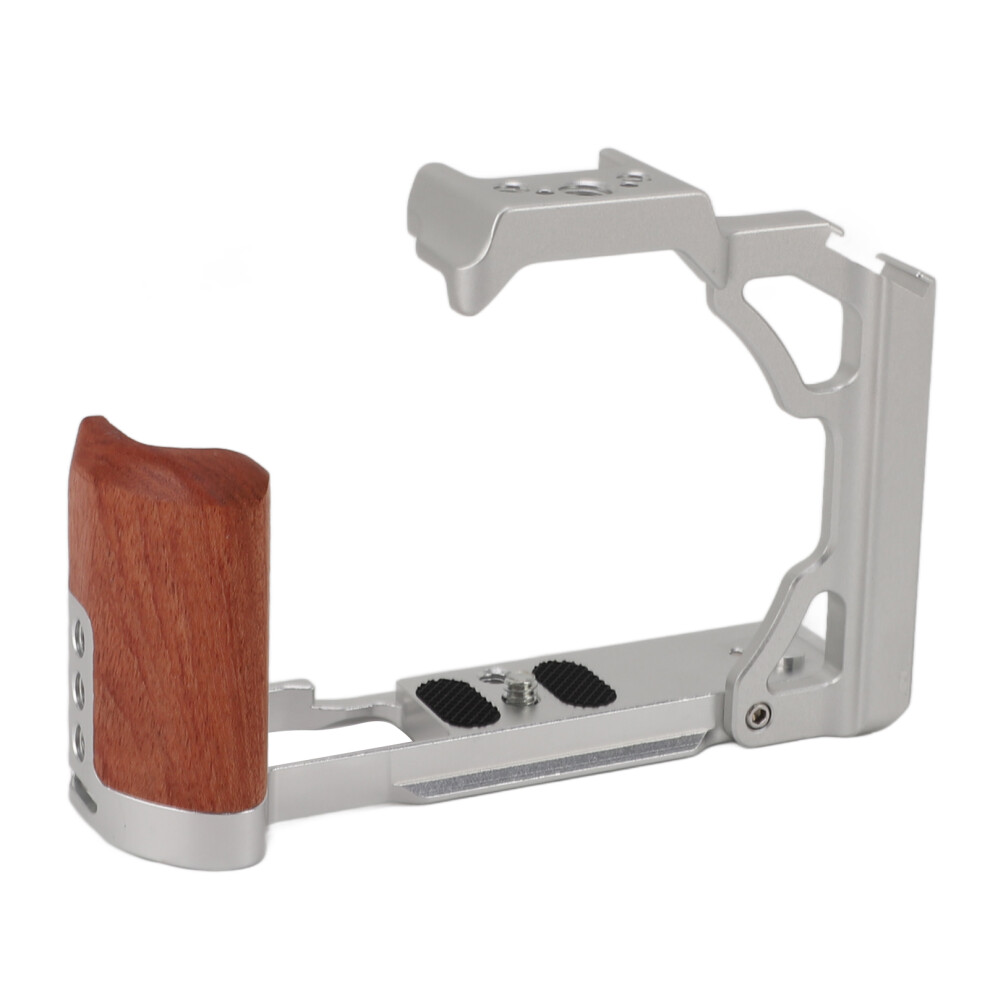Camera Cage With Wood Handle Anodized Anti Slip Easy To Install Camera Video Cage For Nikon Zfc Silver 7891314360446