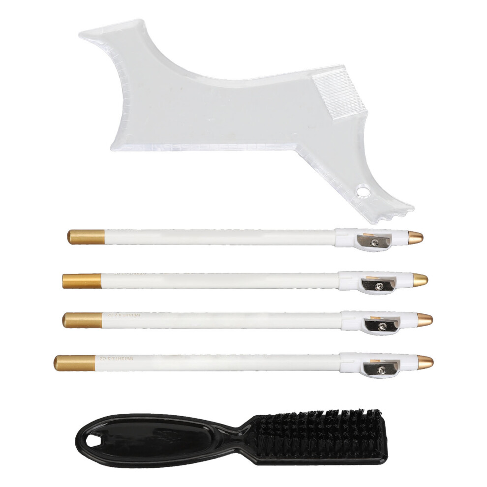 White Beard Shaper Stencil Kit With 4Pcs Barber Pencils Multiple Curve Beard Shaper Template Shaping Tools