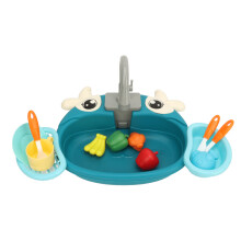 Elektrischer Küchen-Geschirrspüler-Spielzeug, interaktives Kinderspülbecken, Blau, 40x25x21cm