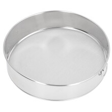 Round Sifter 80 Mesh Large Size Silver Titanium Plated Filter Anti Stick Coated Stainless Steel Flour Sieve for Powdered Sugar Cocoa Powder