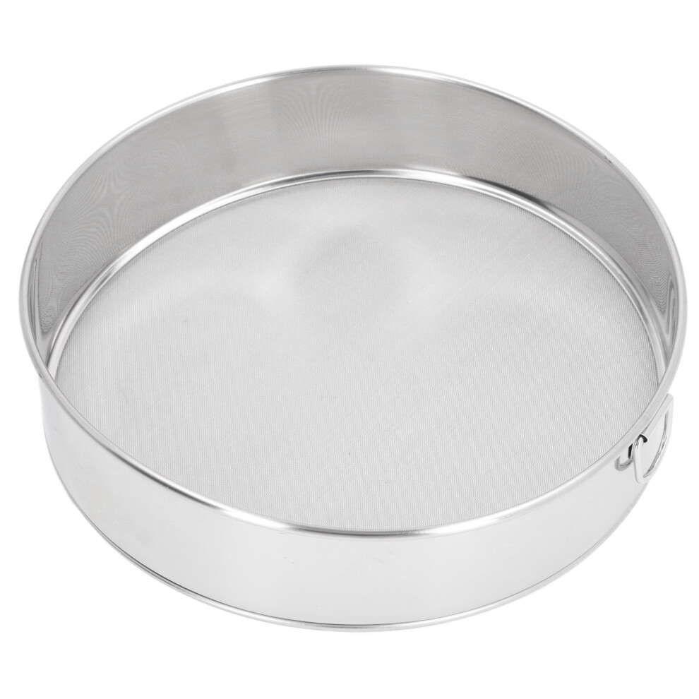 Round Sifter 80 Mesh Large Size Silver Titanium Plated Filter Anti Stick Coated Stainless Steel Flour Sieve for Powdered Sugar Cocoa Powder