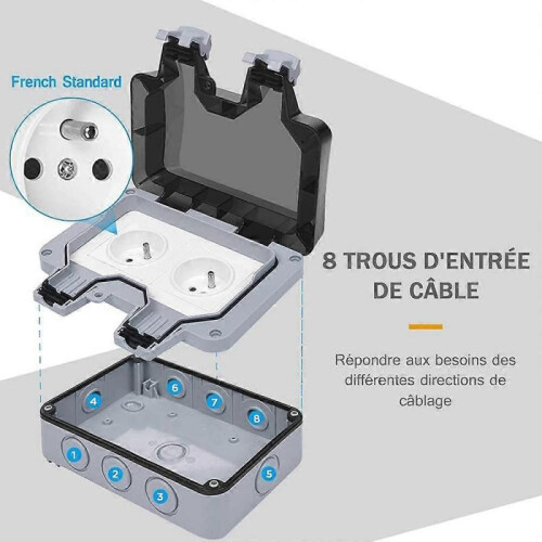 Multi-socket waterproof socket double outdoor electrical socket IP66 waterproof 2