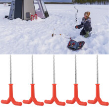 5 Pcs Ice Fishing Tent Peg Red 18.5cm Long ABS Iron Quick Tent Fixing Ice Peg Drill