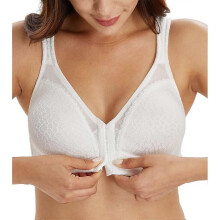 Women's Full Figure Front Closure Wirefree Jacquard Back Support Posture Bra